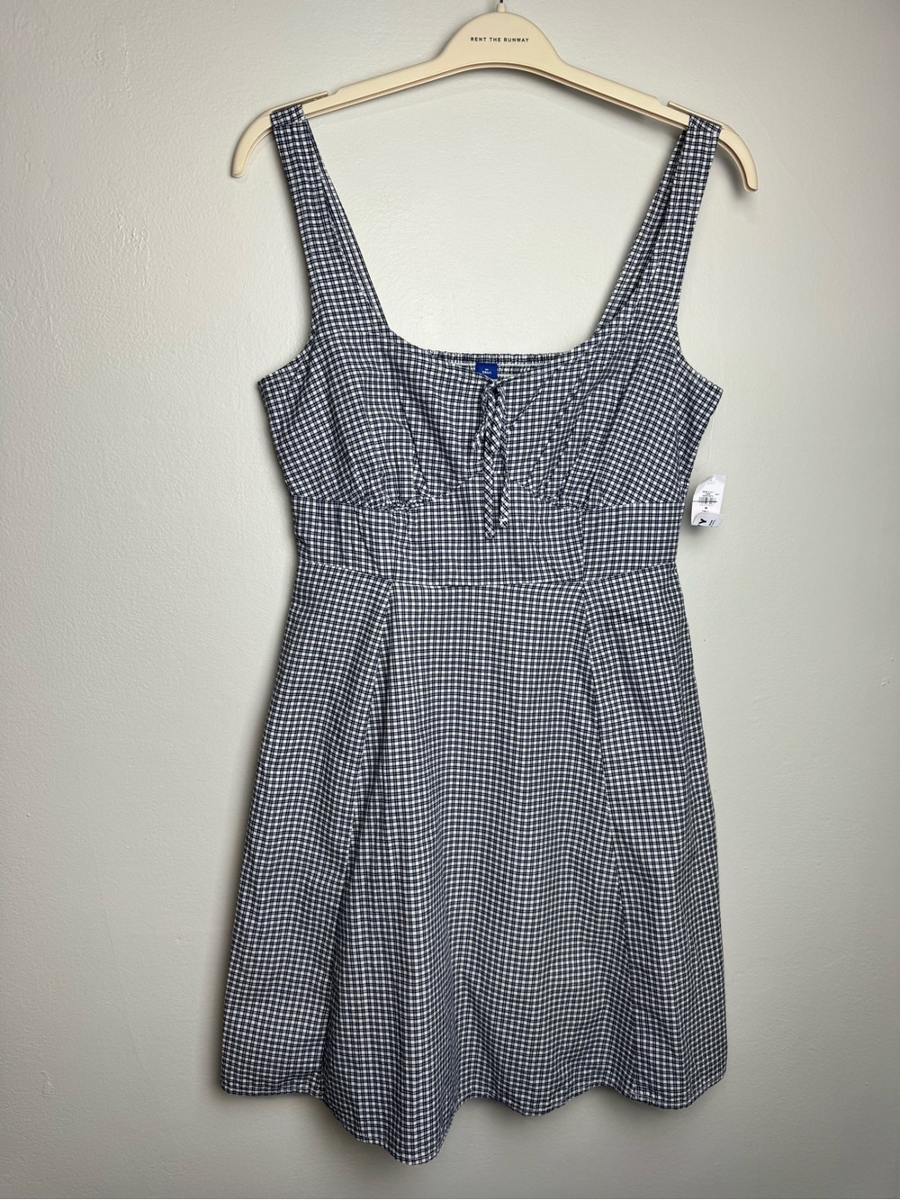 Black and White Gingham Tie-Front Mini Dress